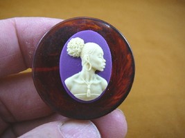 (CA10-60) RARE African American LADY ivory + purple CAMEO bakelite Pin P... - £29.41 GBP