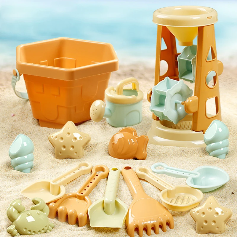 Outdoor Beach Toys Kid Toy Fun Shovel Molds Beach Bucket Set Hold Sand Digging - £12.92 GBP+