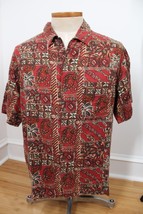 High Sierra L Red Multi Floral Linen Rayon Short Sleeve Hawaiian Island ... - £17.14 GBP