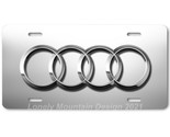 Audi Rings Inspired Art on White &amp; Gray FLAT Aluminum Novelty License Ta... - $17.99