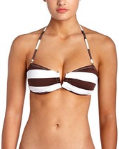 Pq Swim women godiva striped halter spaghetti strap bandeau swimsuit bik... - $30.00