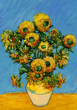 Vincent Van Gogh&#39;s Sunflowers 12.5&quot; x 18&quot; Classic Flower Painting Garden... - $6.99