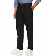 Essentials Mens Classic-Fit Wrinkle-Resistant Flat-Front Chino Pants 42X30 BLACK - £14.70 GBP