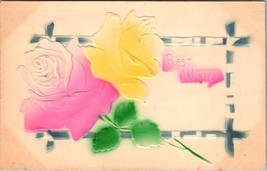 Best Wishes Airbrush Color Embossed Postcard PC113 - £3.91 GBP