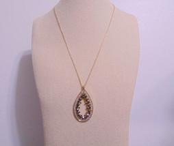 Charter Club 16&quot; w2&quot; ext Gold Tone Simulated Diamond Hematite Teardrop Necklace - £9.93 GBP