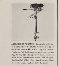 1956 Print Ad Continental Sport Outboard Motor Kits 2 1/2 HP Culver City,CA - £6.49 GBP