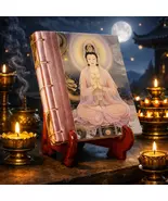 Handmade Journal GuanYin Buddha-5.5x4.5in Hardcover w/Stand Spiritual Bl... - $15.26