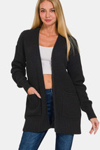 Zenana Waffle Open Front Sweater Cardigan - £33.19 GBP