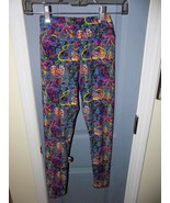 Lularoe Tween Blue W/Multi-Colored Design Leggings EUC - $402.18 MXN