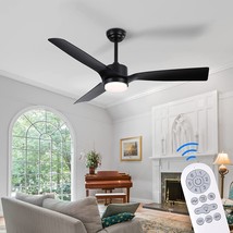52-Inch Modern Ceiling Fan With Remote Control, 6 Speeds, And 18-Watt Led 3Cct - £81.75 GBP