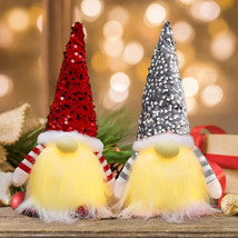2PC Sequins Christmas Gnomes with Lights Handmade, 12in Battery Operated - £9.71 GBP