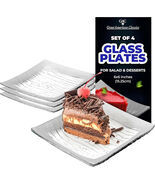 Tempered Glass Silver Trim Plates 6" Elegant Square Multi-Purpose Plates... - $25.99