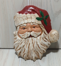 Santa face plaque wall hanging vintage look heavy - $25.72