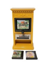 VTG Fisher Price Loving Family Dollhouse Furniture TV VCR Center + 2 VHS Tapes - £14.13 GBP