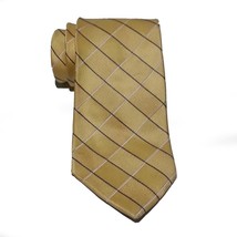 Tommy Hilfiger Men Silk Dress Tie Yellow Gold with Blue Stripes 60&quot; long 3.5&quot; W - £15.28 GBP