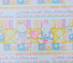 Vintage American Greetings Baby Girl Gift Wrap Paper Teddy Bunny Colorfu... - £7.94 GBP