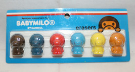 Sanrio Smiles Japan Baby Milo Stationary 6 Colorful Pencil Cap Erasers S... - £20.12 GBP