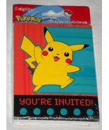 Pokemon Pikachu Party Invitations - 8 Invites &amp; 8 Envelopes - £12.45 GBP