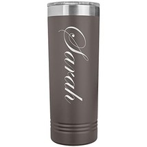 Sarah - 22oz Insulated Skinny Tumbler Personalized Name - Pewter - £25.94 GBP