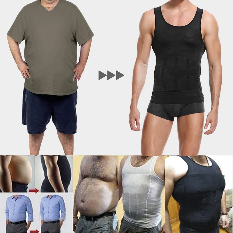 Sporting Compression Shirt Men Slimming Body Shaper Underwear Tank Top Fitness P - £23.69 GBP