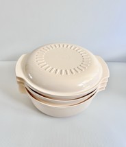 Tupperware Microwave Stack Cooker Steamer Almond 3 Qt 4 Piece Set Vintage - $460.08 MXN