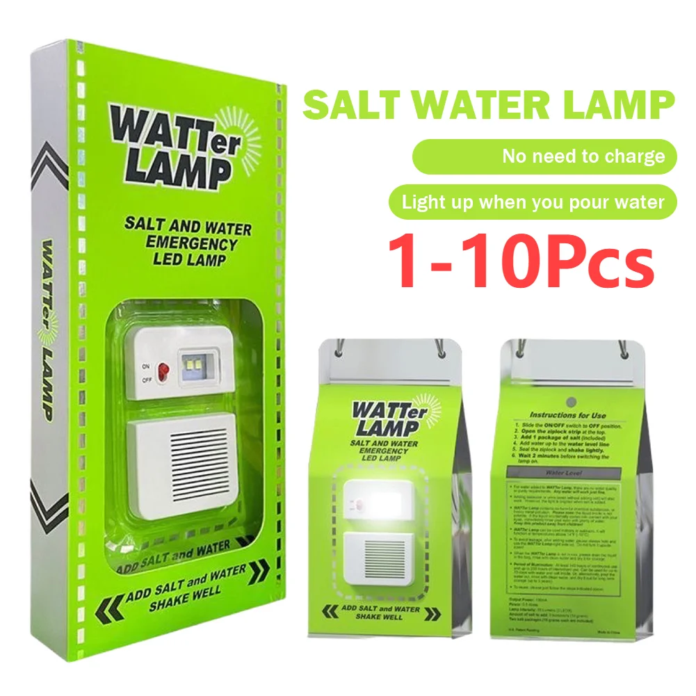 1-10Pcs Portable Salt Water LED Lamp Emergency Lamp for Camping Night Fishing - £11.75 GBP+