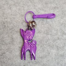 Vintage 1980s Plastic Bell Charm Purple Deer Charm For 80s Necklace - $12.00