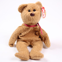 RARE Ty Curly The Beanie Baby Brown Bear Stuffed Animal With Tags 1996 R... - $13.52 CAD