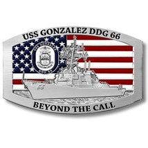 NAVY USS GONZALEZ DDG-66   3&quot; BELT BUCKLE - £39.22 GBP