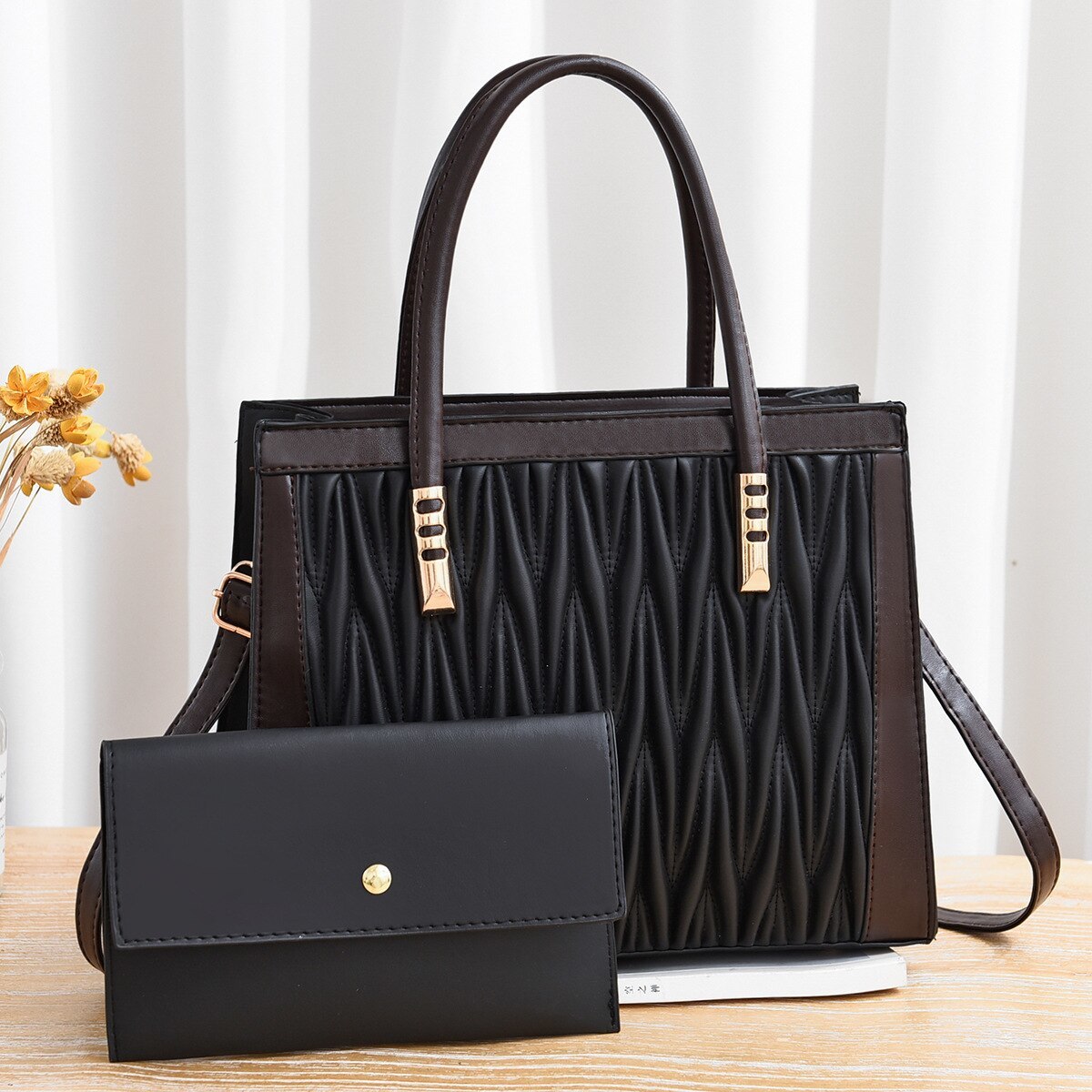 Primary image for New 2022 Women Casual Tote Handbag PU Leather Fashion Black Lady Shoulder Crossb