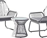 Christopher Knight Home Ava Outdoor 3 Piece Rope and Steel Chat Set, Fin... - $650.99