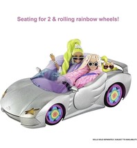 Barbie Car Barbie Extra Set Sparkly Silver 2-Seater Toy Convertible with Puppy - £40.30 GBP
