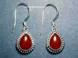 Carnelian Sterling Silver Earrings, Teardrop Carnelian Earrings, Agate Earrings - £76.50 GBP