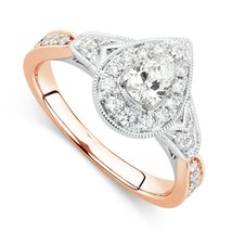 Vintage 1.10Ct Pera Forma Finto Halo Diamante Fidanzamento Ring 14K Placcato Oro - $116.38