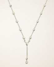 Ann Taylor Silver Metallic Nugget Lariat Delicate Y Drop 28&quot; Necklace NW... - £25.41 GBP