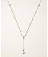 Ann Taylor Silver Metallic Nugget Lariat Delicate Y Drop 28&quot; Necklace NW... - £25.41 GBP