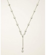 Ann Taylor Silver Metallic Nugget Lariat Delicate Y Drop 28&quot; Necklace NW... - $604.22 MXN