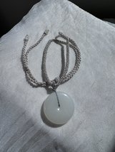 Hetian mutton fat white nephrite jade donut pendant- hand braided necklace-和田羊脂白 - £546.80 GBP