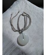 Hetian mutton fat white nephrite jade donut pendant- hand braided neckla... - £516.04 GBP