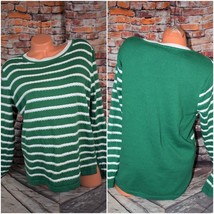 Liz Claiborne X-Large Cable Knit Sweater Long Sleeve Scoop Neck Green - £23.08 GBP