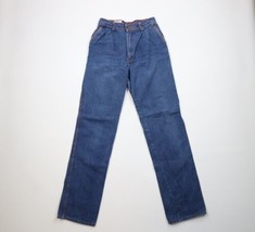 Vintage 70s Streetwear Womens 9 Distressed Pleated Straight Leg Denim Jeans Blue - £30.89 GBP