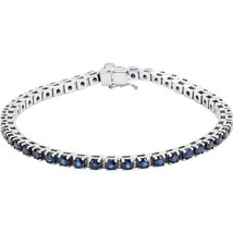 Authenticity Guarantee 
Platinum Blue Sapphire Tennis Line Bracelet - £4,470.08 GBP