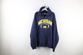 Vintage Mens XL Distressed Spell Out University of Michigan Football Hoodie Blue - £43.02 GBP