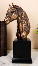 Rustic Western Long Mane Horse Stallion Head Bust 9&quot;H Figurine With Trop... - $64.99