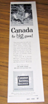 1954 Print Ad Canadian National Railways Hunter &amp; Moose with Big Rack - $14.84