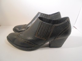 Born Womens Black Leather Pull On Heeled Boots Booties Size 9.5 M - £22.27 GBP