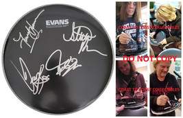 Tesla Band Signed 10&#39;&#39; Drumhead COA Proof Keith, Hannon, Wheat, Rude Aut... - £481.01 GBP