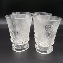 Set of 4 Tiara Ponderosa Pine Juice Glasses Clear Pressed Glass 4 5/8&quot; Tall - £17.95 GBP