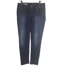 Decree Super Skinny Jeans 7 Womens Juniors Low Rise Dark Wash Distressed Blue - £13.09 GBP