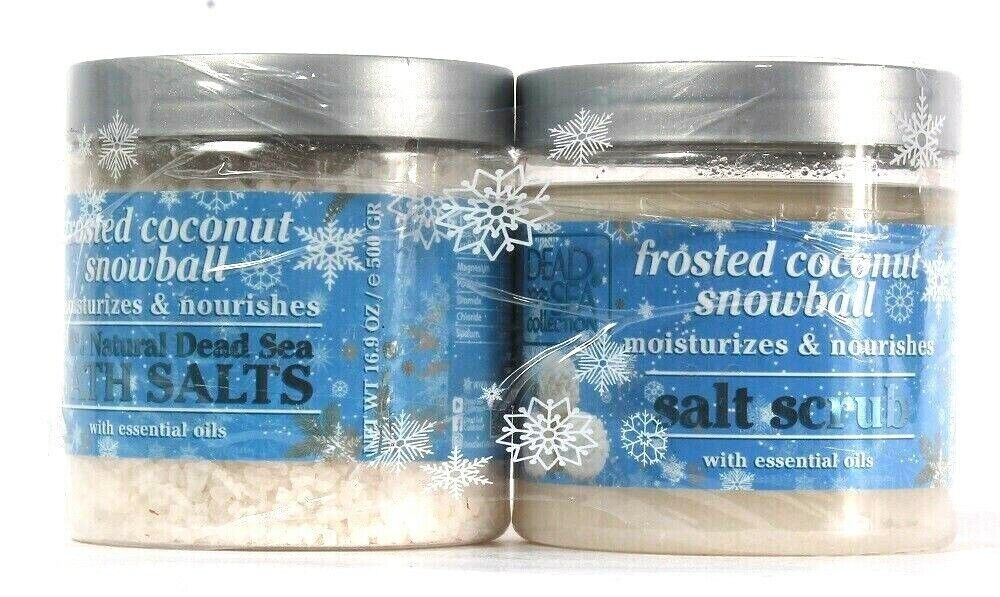 Dead Sea Collection Frosted Coconut Snowball 100% Natural Bath Salts & Scrub Scr - $22.76